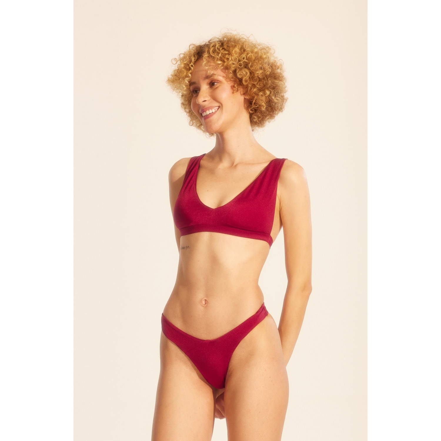 Rise And Warm Zin Rw Bonito Bikini Bottom 38 Burgundy Hipicon