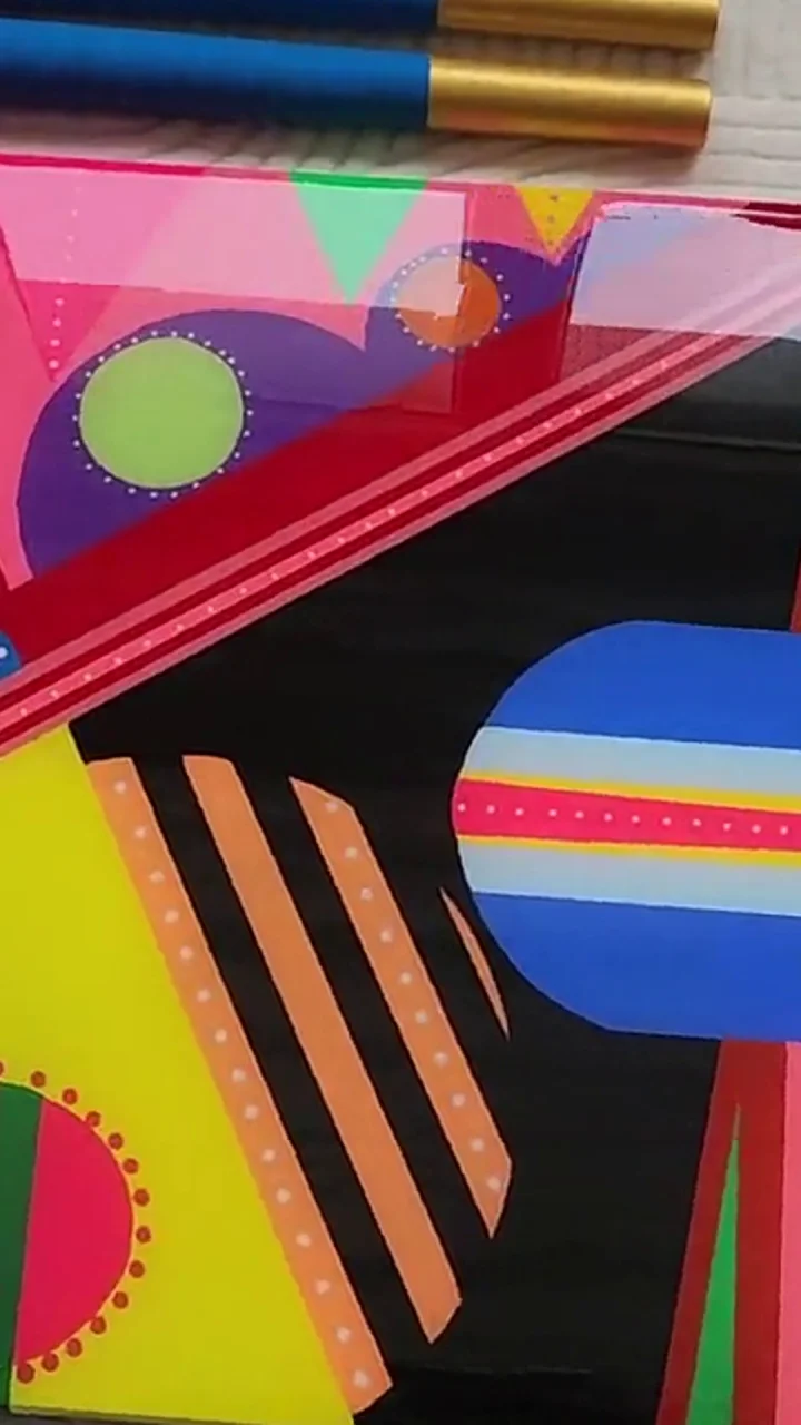 Colorful Abstract Pop Art Epoxy Coffee Table - 6