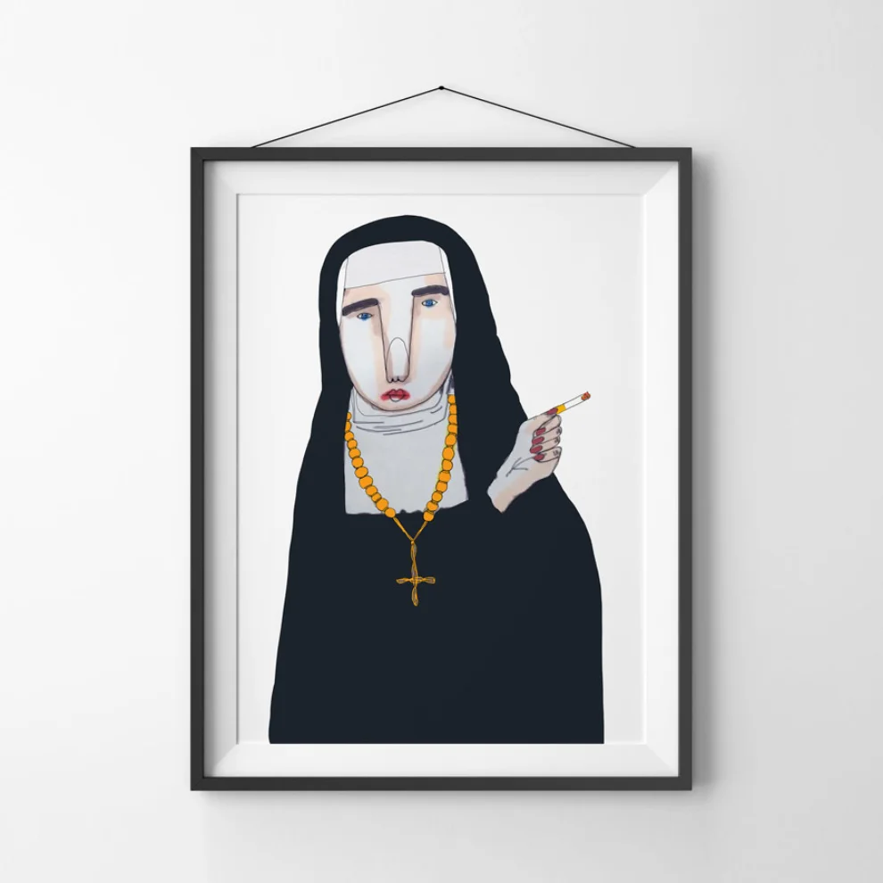 Serkan Akyol - Naughty Nun Art Print