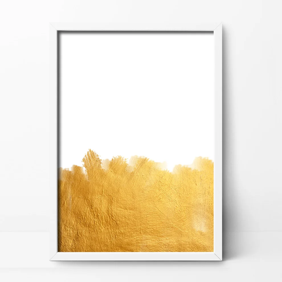 Action Zebra	 - Gold Brush Art Print