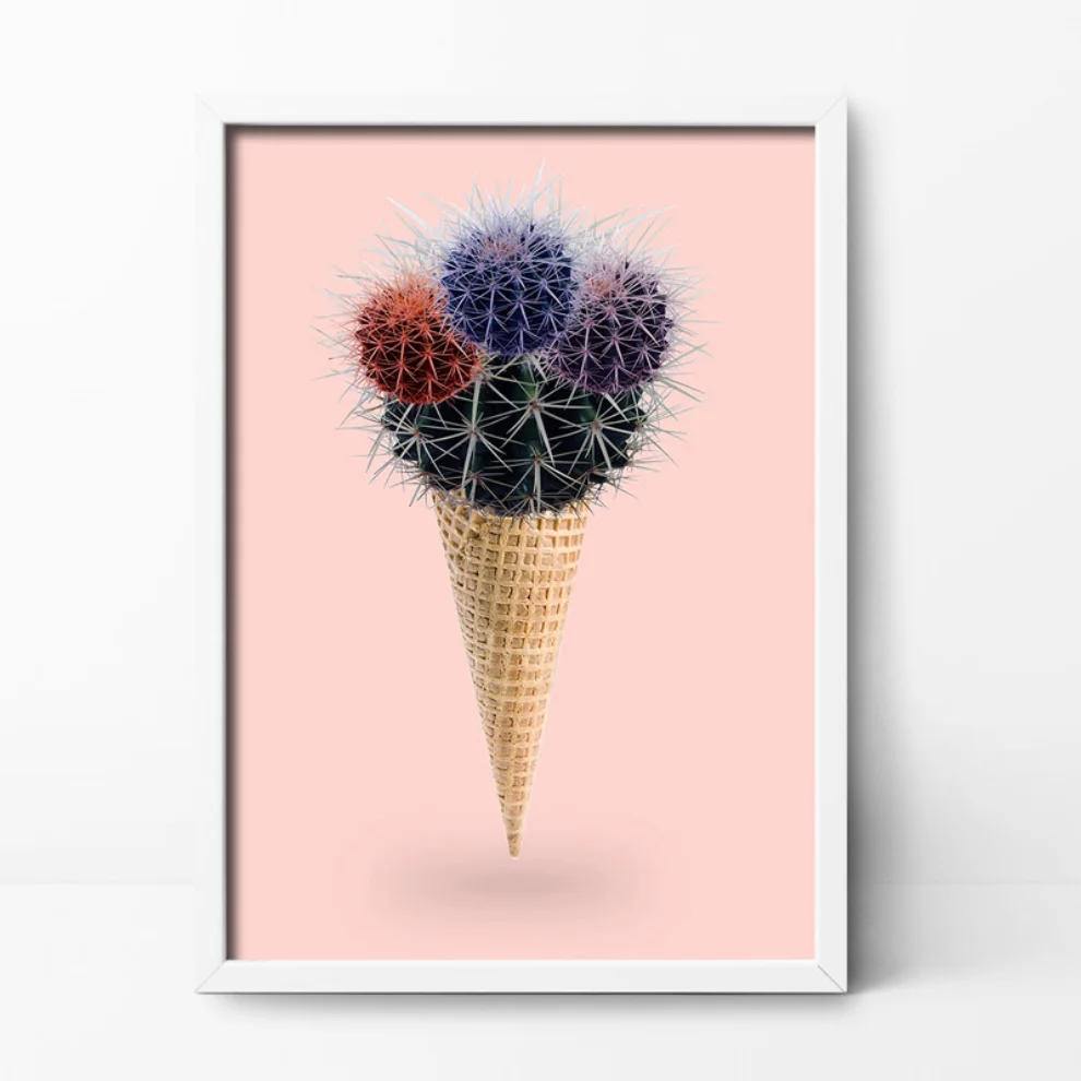 Action Zebra	 - Cactus Cream Art Print