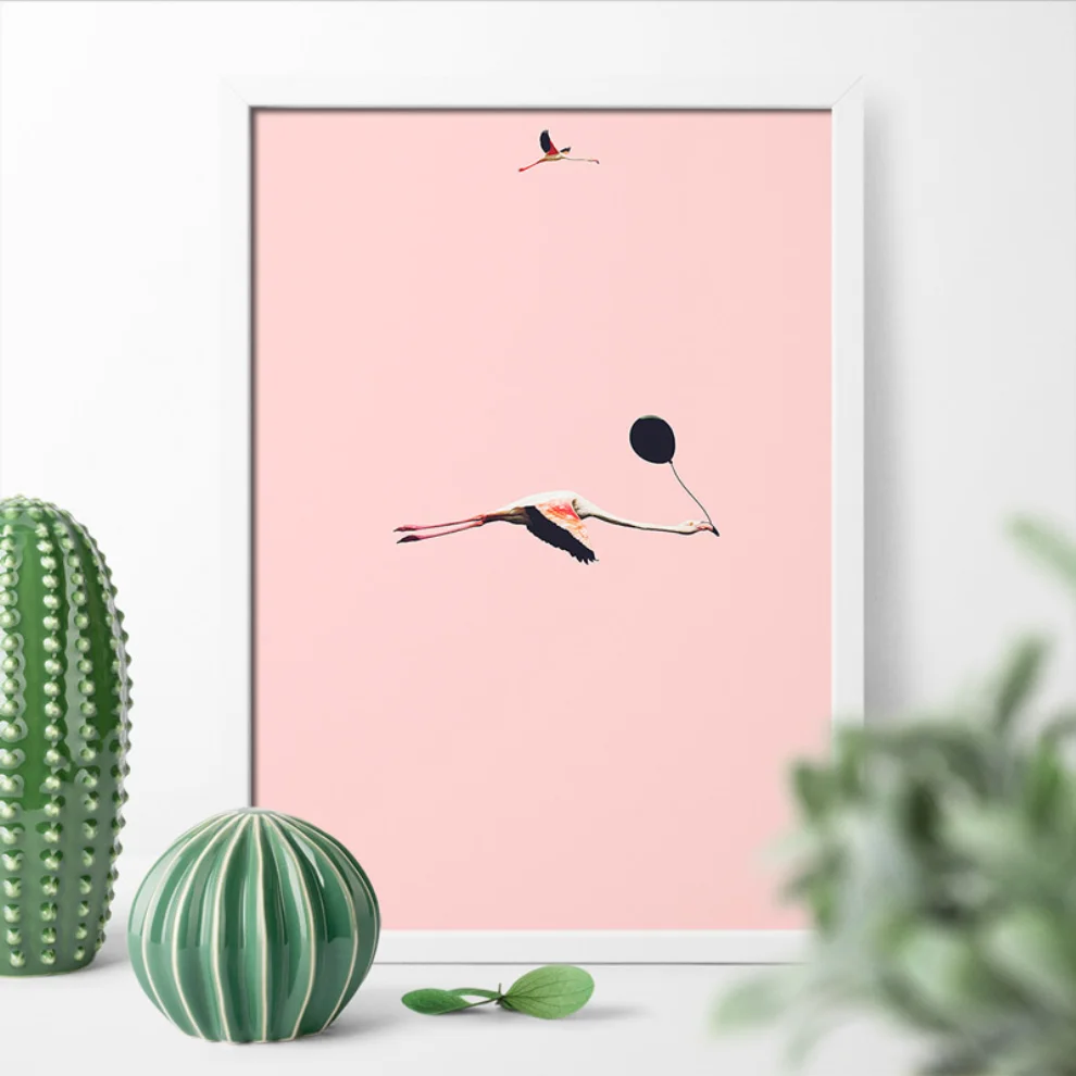 Action Zebra	 - Fly Flamingo Art Print