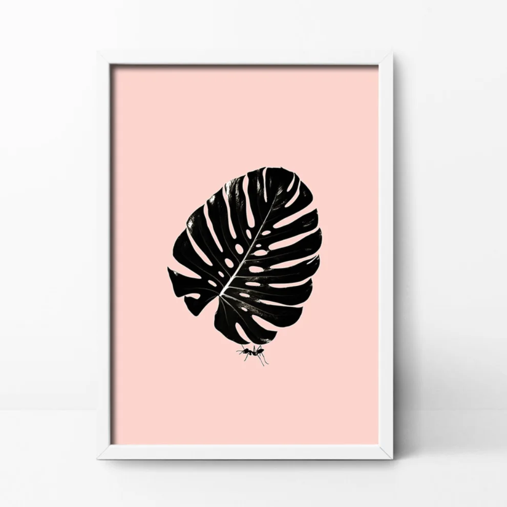 Action Zebra	 - Pink Monstera Art Print