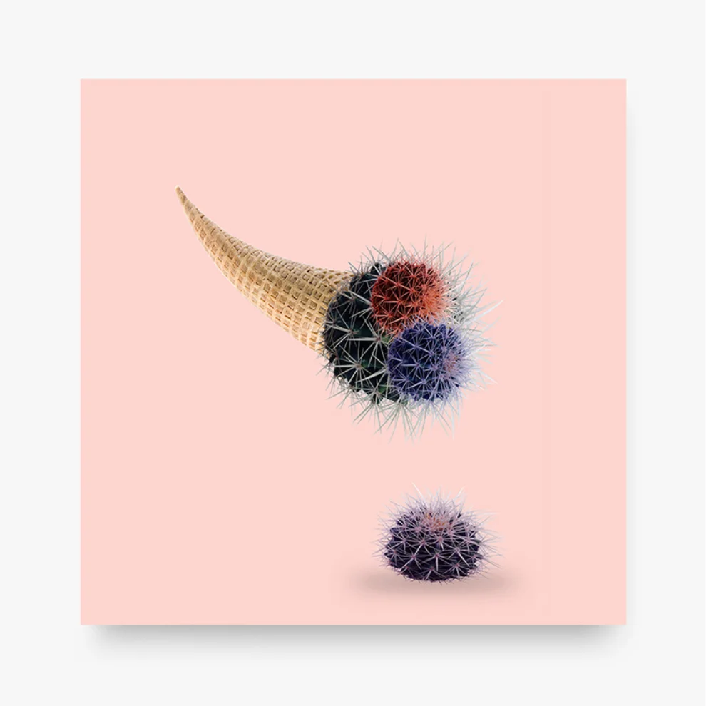 Action Zebra	 - Cactus Cream Drop Art Print