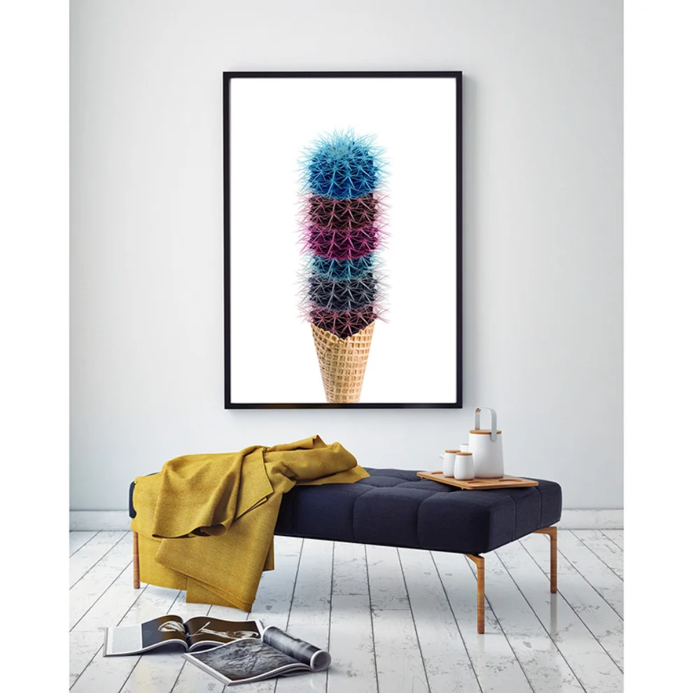 Action Zebra	 - Endless Cactus Cream Art Print