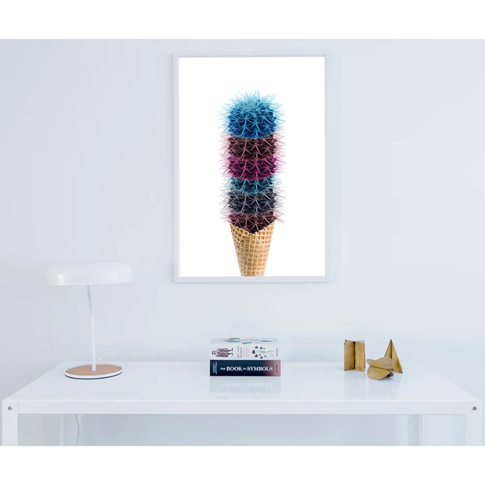 Action Zebra	 - Endless Cactus Cream Art Print