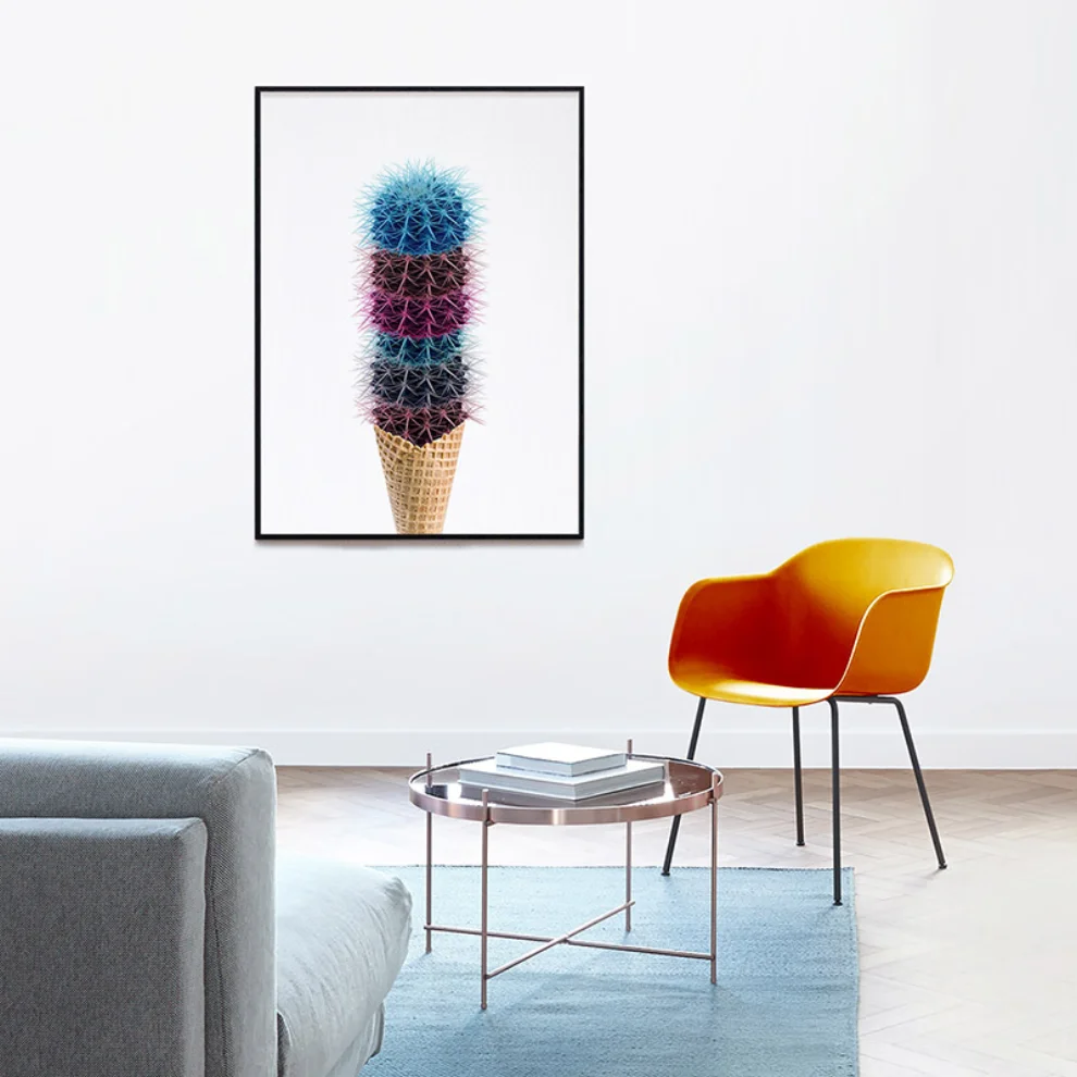 Action Zebra	 - Endless Cactus Cream Art Print