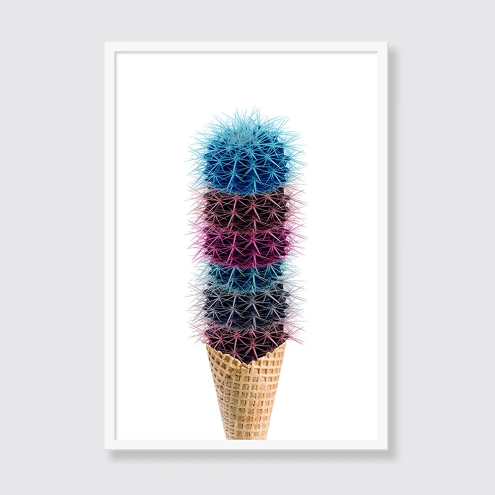 Action Zebra	 - Endless Cactus Cream Art Print