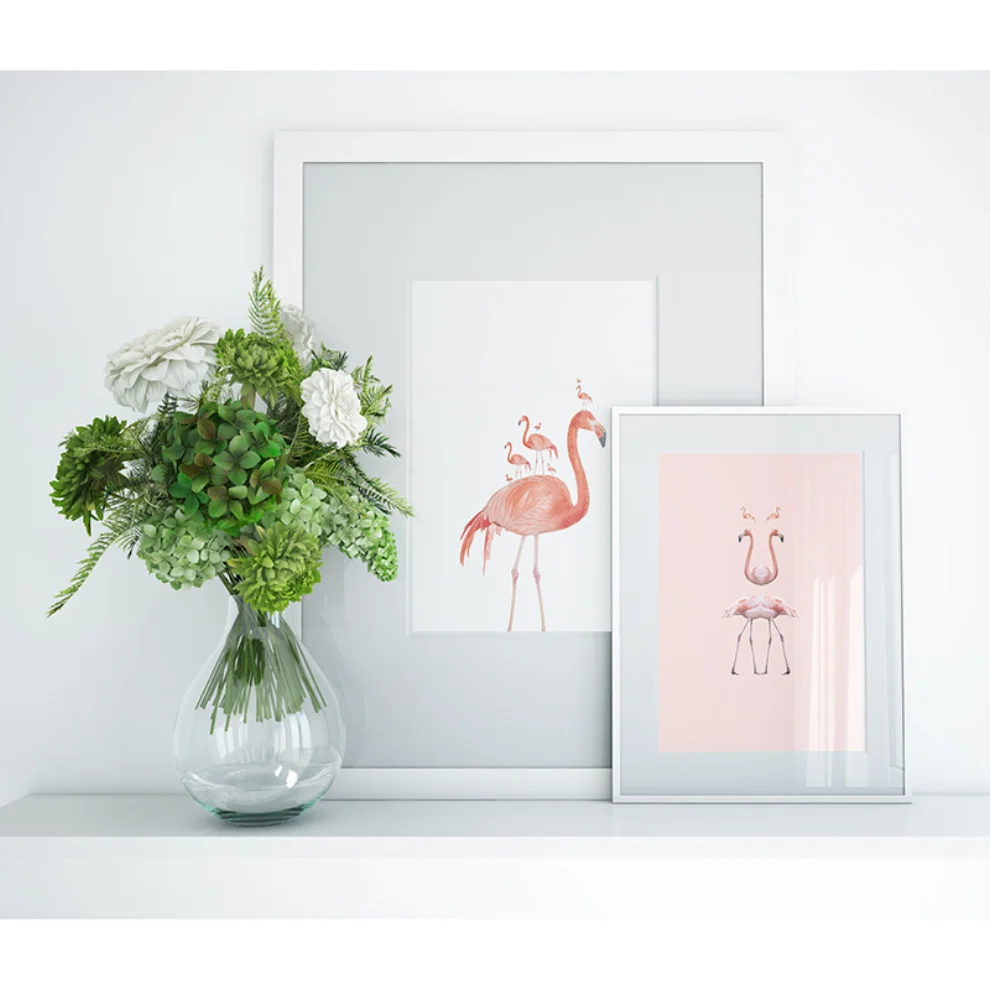 Action Zebra	 - Flamingo Party Art Print