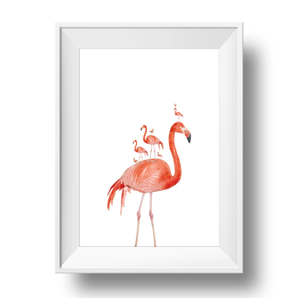 Action Zebra	 - Flamingo Party Art Print