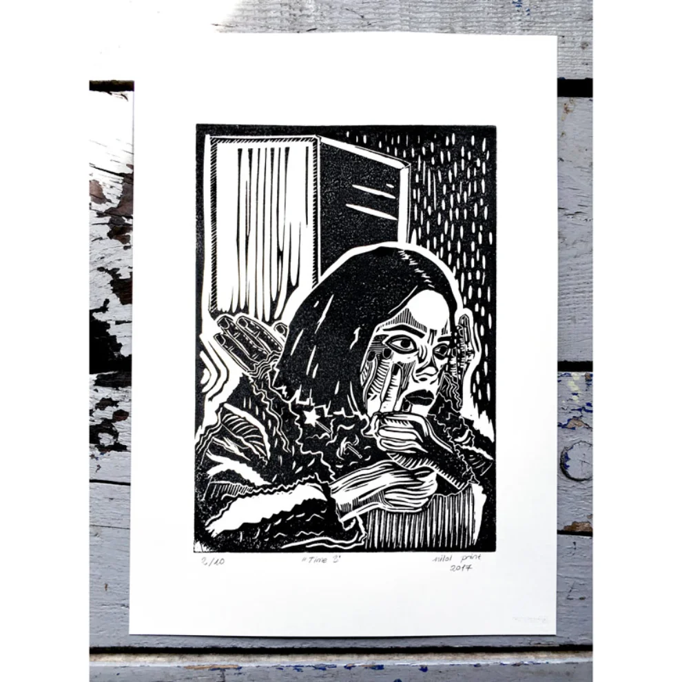 Nilol Print - Time 3 Lino Print