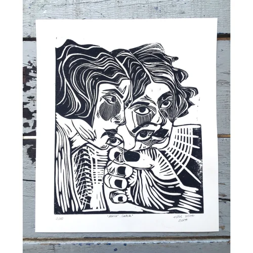 Nilol Print - Mirror Catch Lino Print