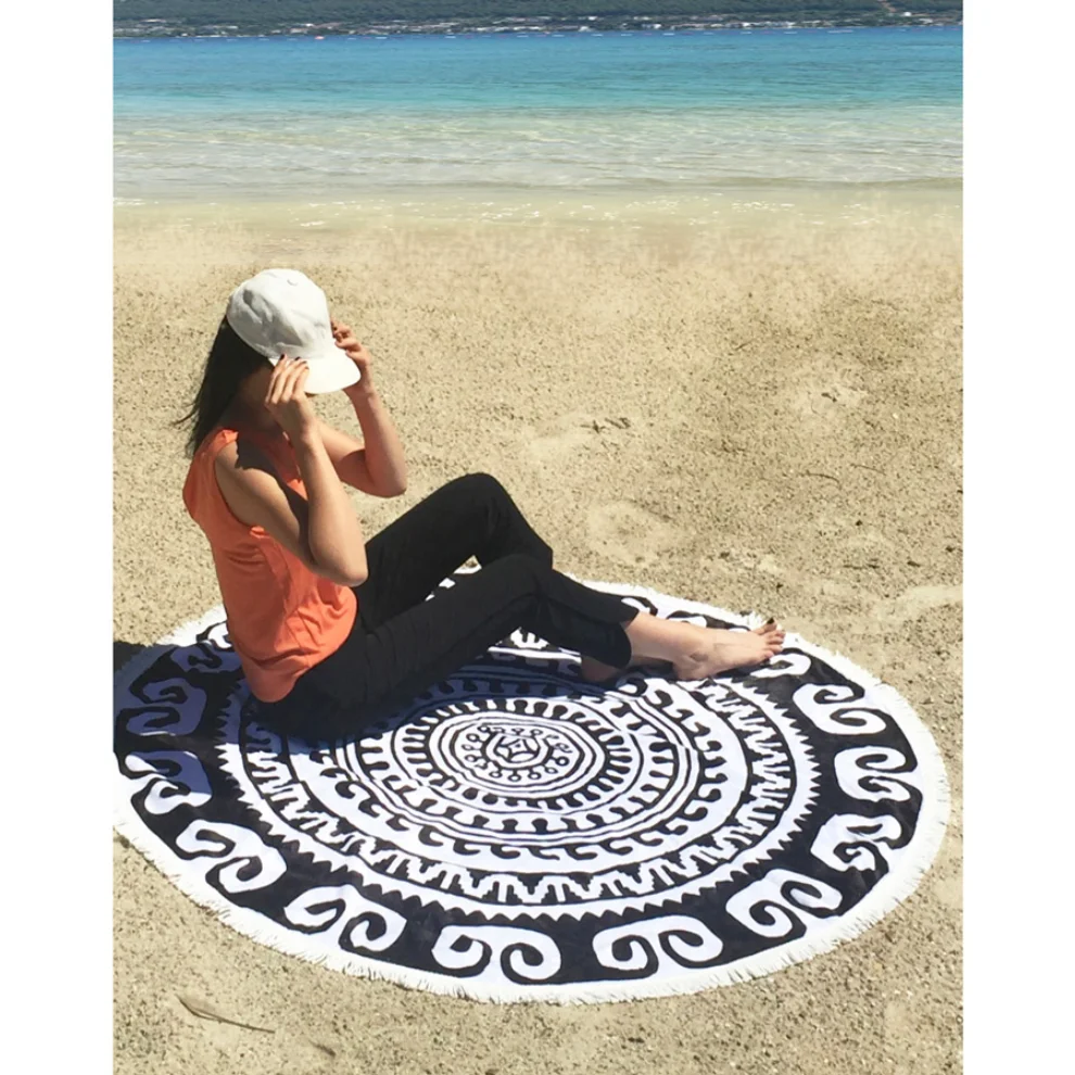 Sunday Funday - Ethnic Round Beach Towel; Roundie