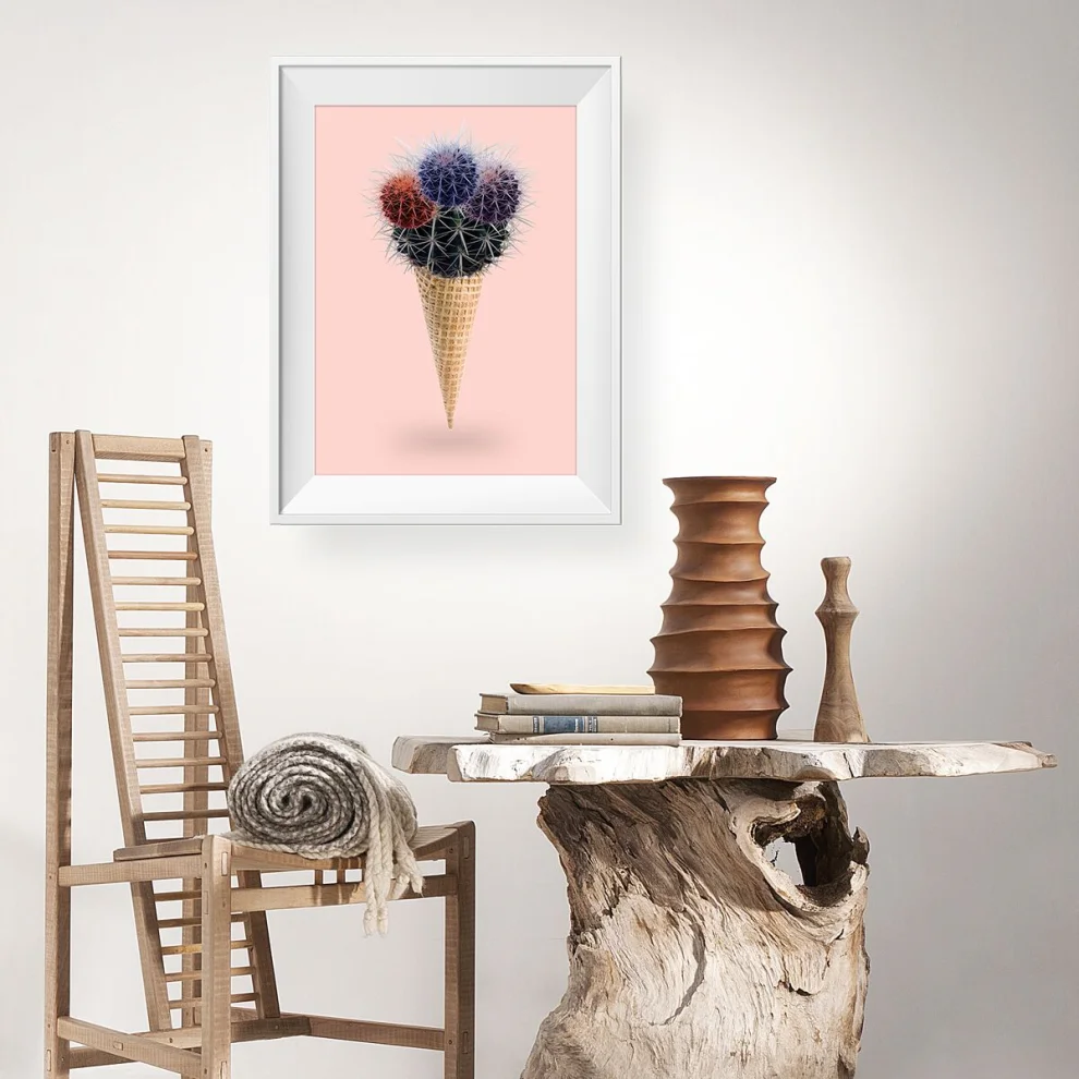 Action Zebra	 - Cactus Cream Art Print