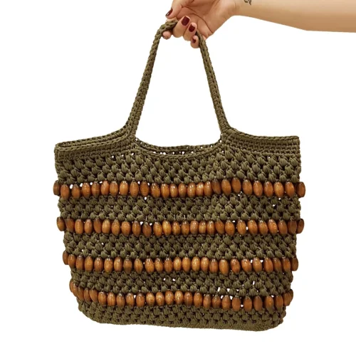 Mien İstanbul - Knitted Wooden Beaded Shoulder Bag