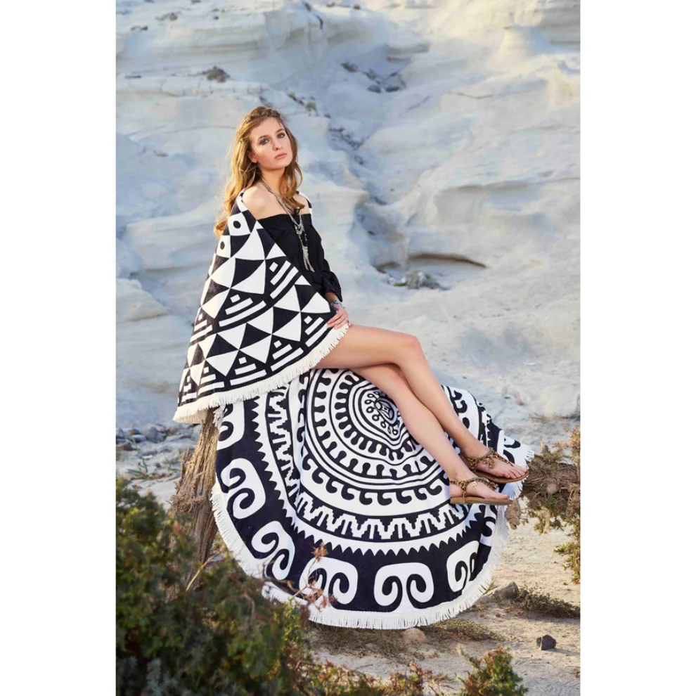 Sunday Funday - Ethnic Round Beach Towel; Roundie