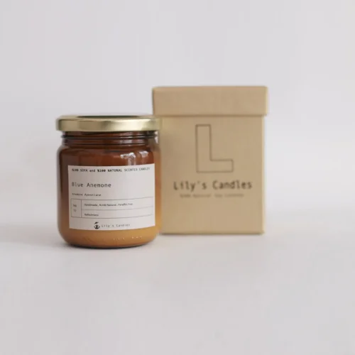 Lily's Candles - Mavi Anemon Çiçeği Doğal Mum