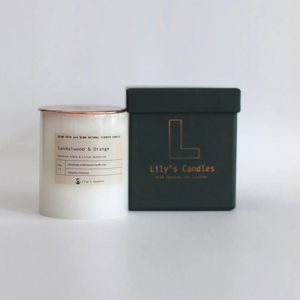 Lily's Candles  - Sandalwood & Orange Marble Natural Candle