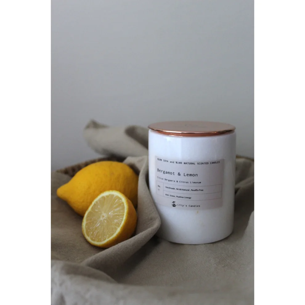 Lily's Candles  - Bergamot & Lemon Marble Natural Candle