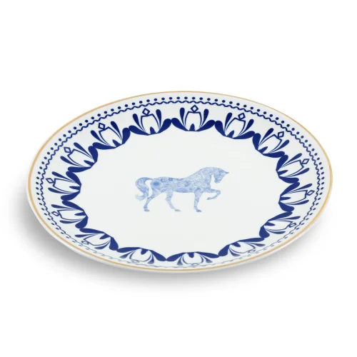 Some Home İstanbul - Horse Luck Collection Blue 28cm Servis Tabak