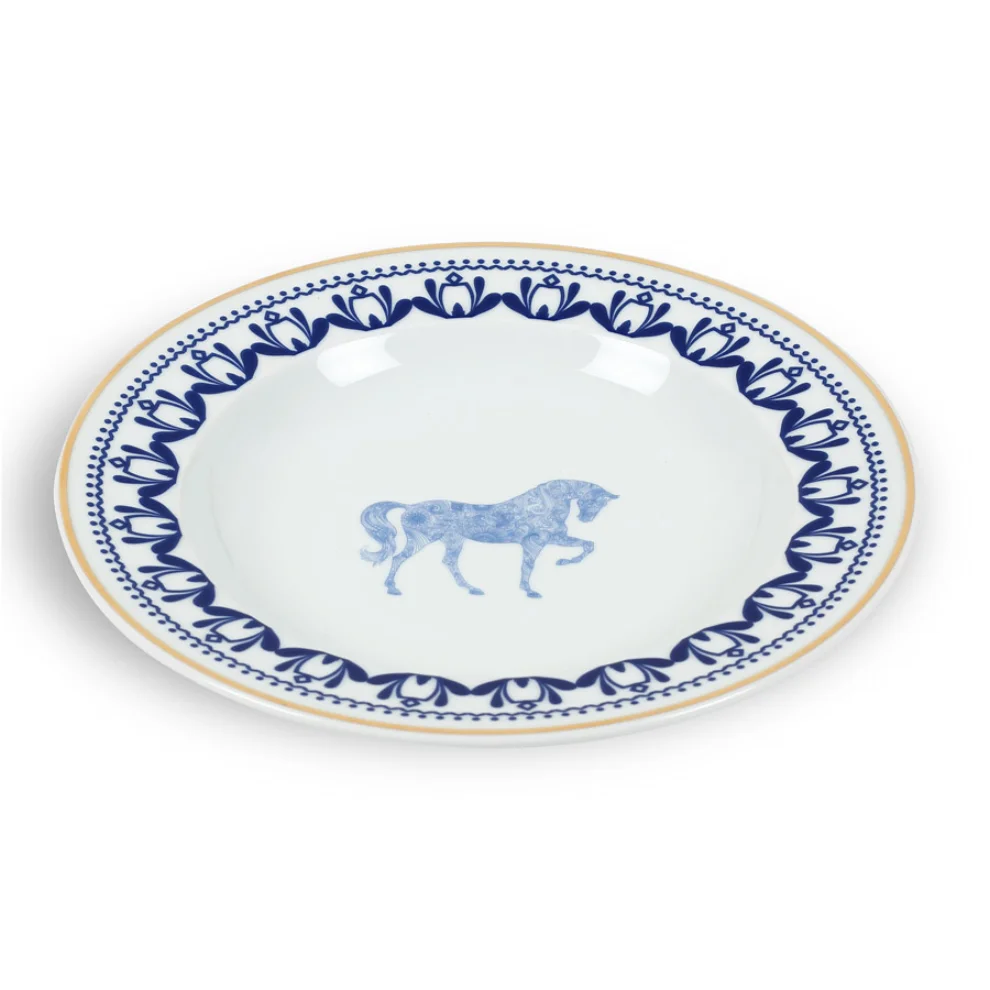 Some Home İstanbul - Horse Luck Collection Blue 22cm Çukur Tabak