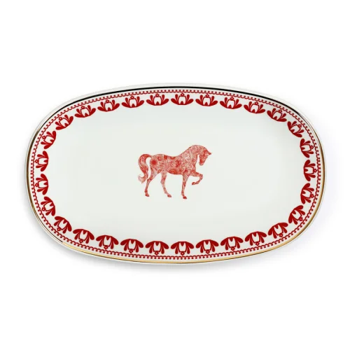 Some Home İstanbul - Horse Luck Collection Red 29cm Servis Tabak