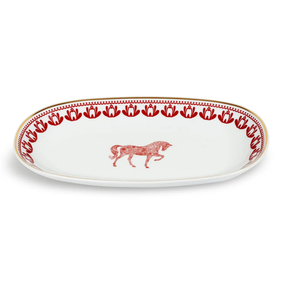 Some Home İstanbul - Horse Luck Collection Red 29cm Servis Tabak