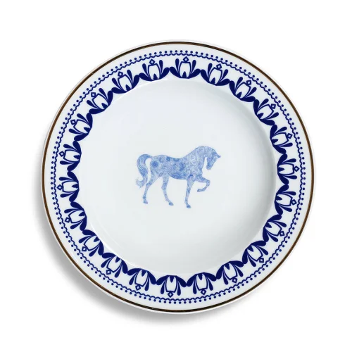 Some Home İstanbul - Horse Luck Collection Blue 22cm Çukur Tabak