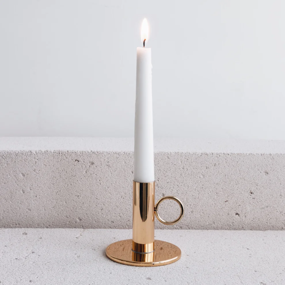 Bakır İstanbul - Oslo Brass Candlestick Holder