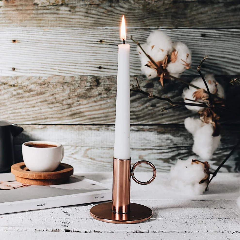 Bakır İstanbul - Oslo Copper Candlestick Holder