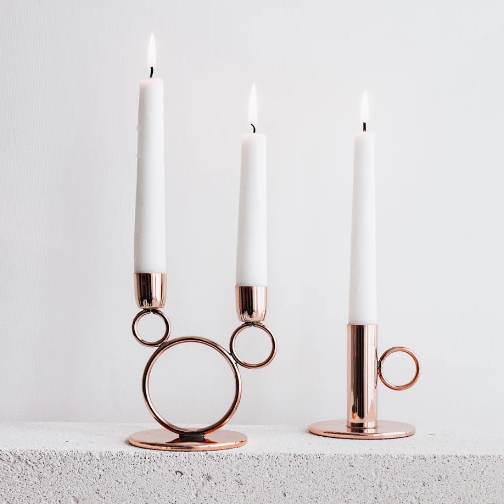 Bakır İstanbul - Oslo Copper Candlestick Holder