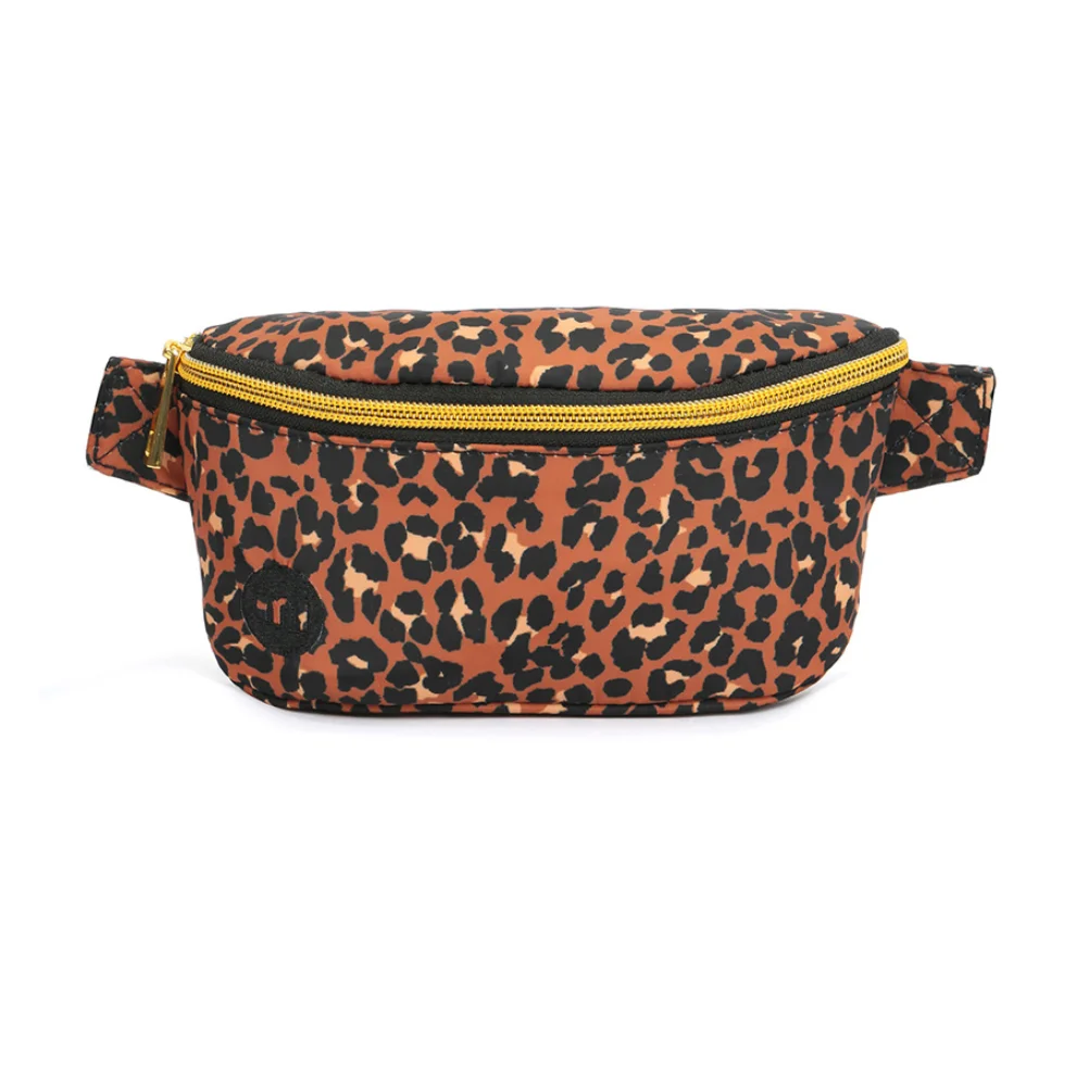 Mipac	 - Gold Nylon Slim Bel Çantası - Leopard