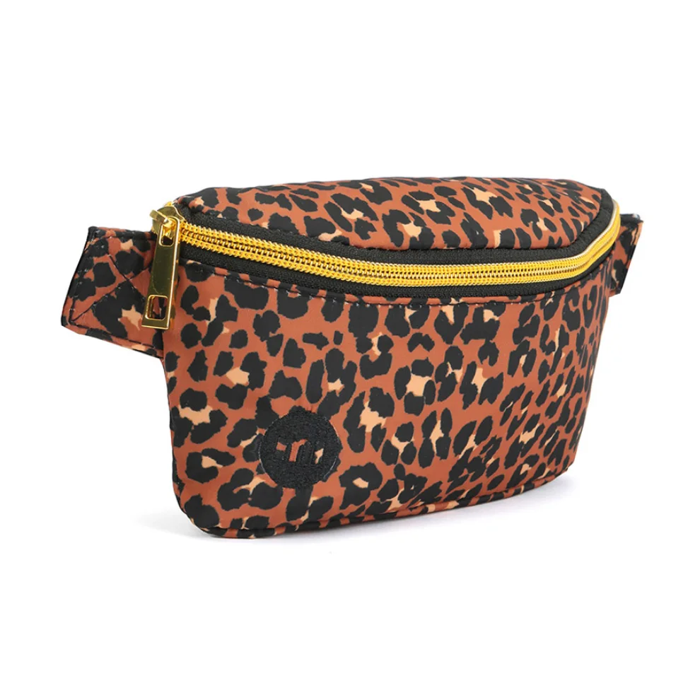 Mipac	 - Gold Nylon Slim Bel Çantası - Leopard