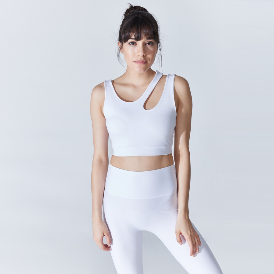 Vayu - Athena Zip Front Yoga Sports Bra White XS-S