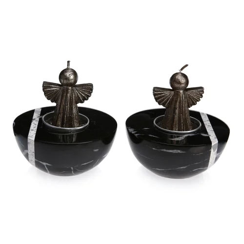 Konstantin - Set Of Terrazzo And Marble Candleholder