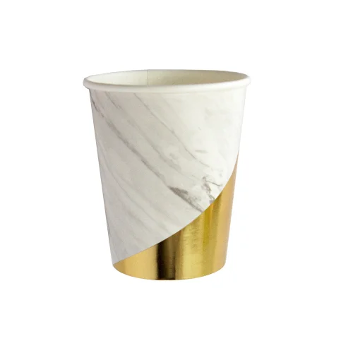 Harlow&Grey - Blanc - White Marble Colorblock Paper Cups