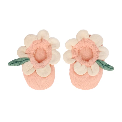 Meri Meri - Peach Daisy Baby Booties