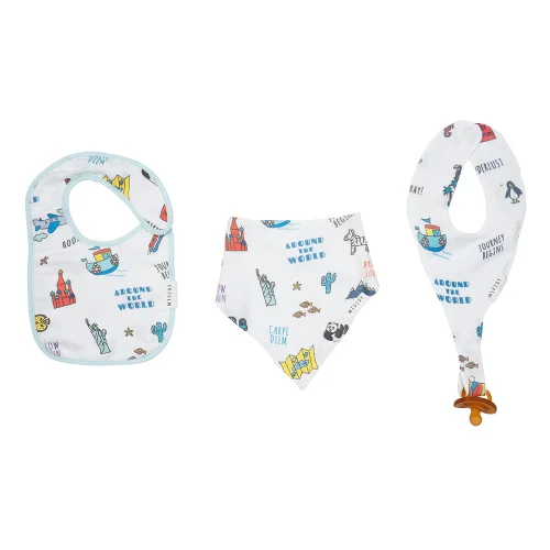 Miujoy - Little Traveler Organic Cotton Muslin Bibs - 3 Pieces