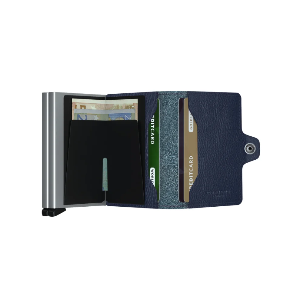 Secrid - Twinwallet Veg Tanned Navy Silver Cüzdan