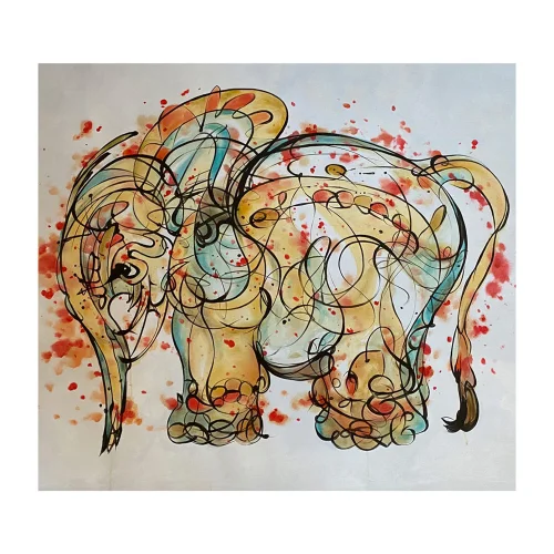 Sauca Collection	 - Suchart Motion Elephant on Canvas