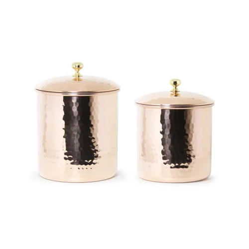 Coho Objet	 - Artisan Elegant Copper Hammered Spice Jar Set Of 2 - I