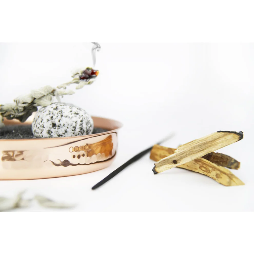 Coho Objet	 - Artisan Zen Copper Incense Burner With Evil Eye&sand