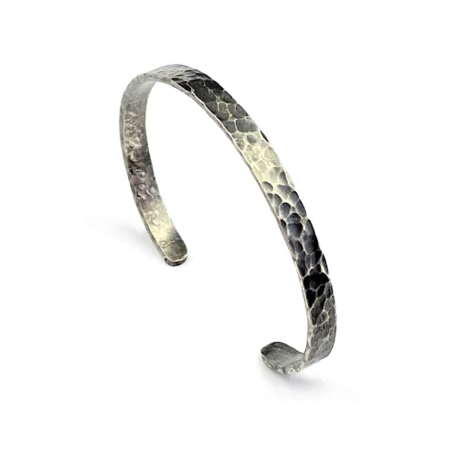 Spark Atölye - Hammered Oxide Silver Bracelet