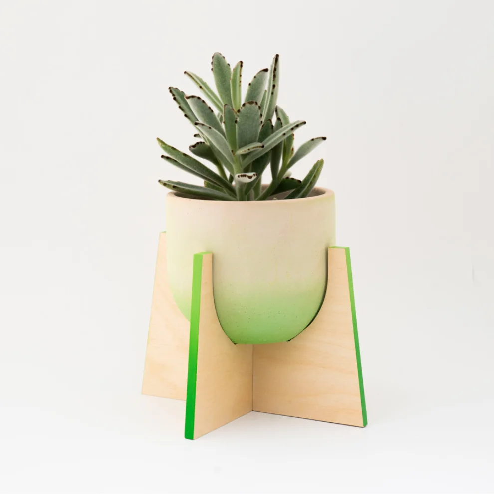 Womodesign - Pineapple - Ahşap Ayaklı Beton Saksı