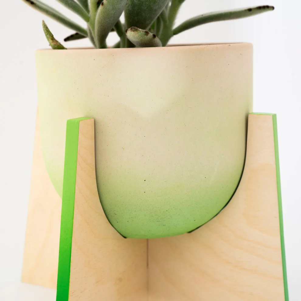 Womodesign - Pineapple - Concrete Flowerpot With Wooden Base