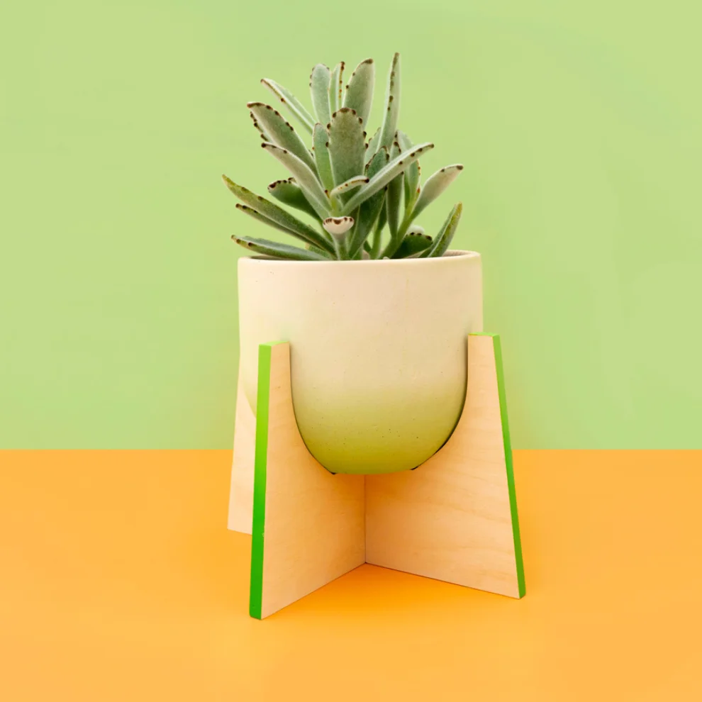 Womodesign - Pineapple - Ahşap Ayaklı Beton Saksı