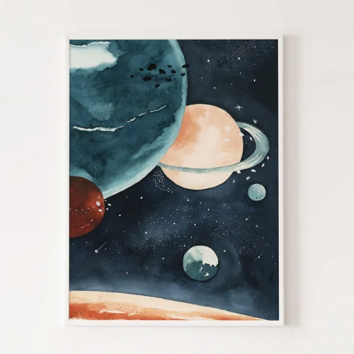 Wallthinks - Planets Matt Fibre Printing