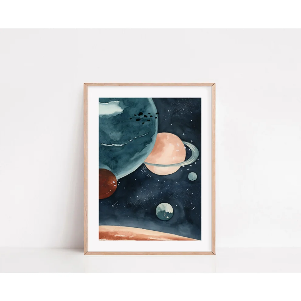 Wallthinks - Planets Matt Fibre Printing