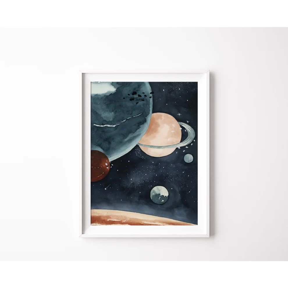 Wallthinks - Planets Matt Fibre Printing