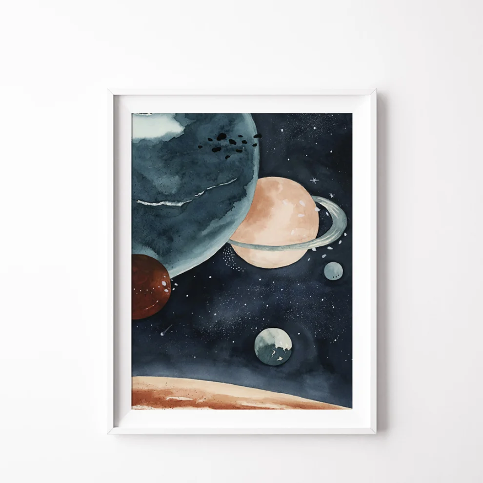 Wallthinks - Planets Matt Fibre Baskı